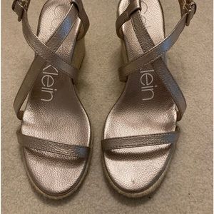 Calvin Klein Wedge Genuine Leather Sandal Size 6 Excellent condition